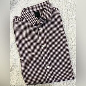 H&M Men's Casual Checkered Shirt - Burgundy and White